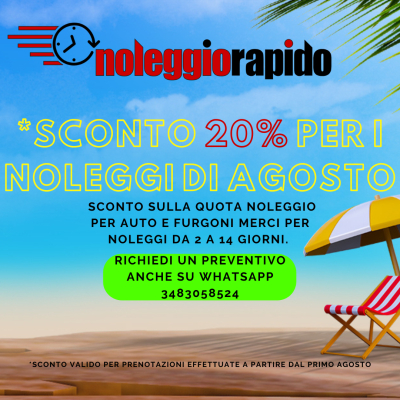 Sconto 20% su auto e furgoni ad Agosto